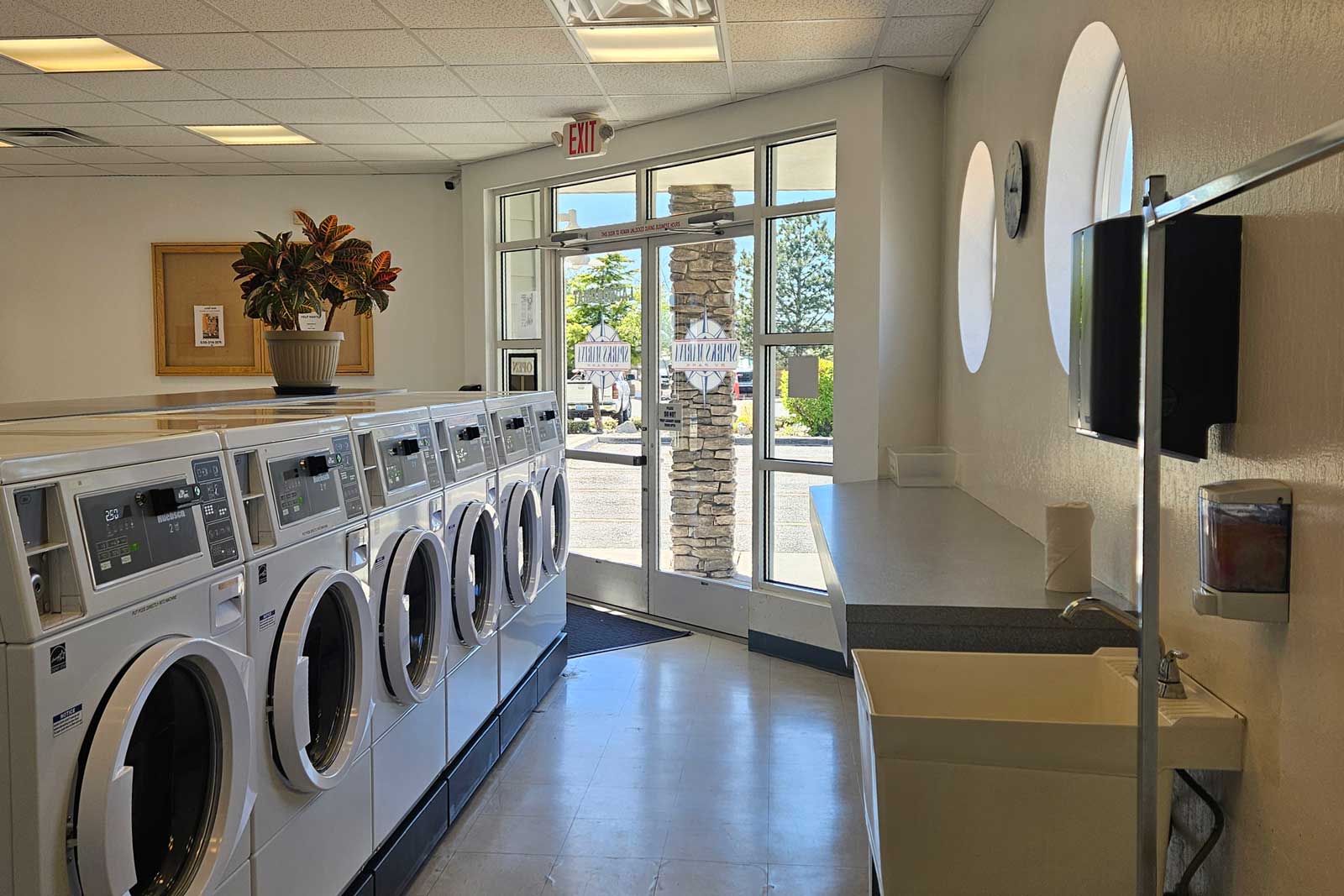 Clean, 24-hour laundry facility at Sparks Marina RV Park equipped with washers and dryers for guest convenience